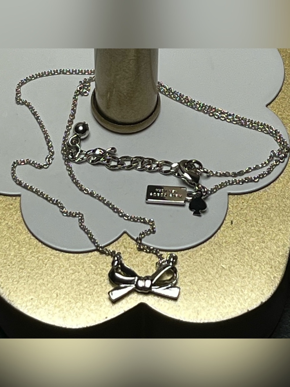 Kate Spade Skinny Mini Bow Pendant necklace Silver plated -out of stock